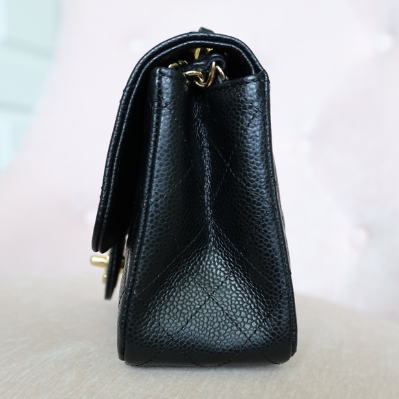 RARE | CHANEL Mini Square Flap Black Caviar GHW - Picture 6 of 17
